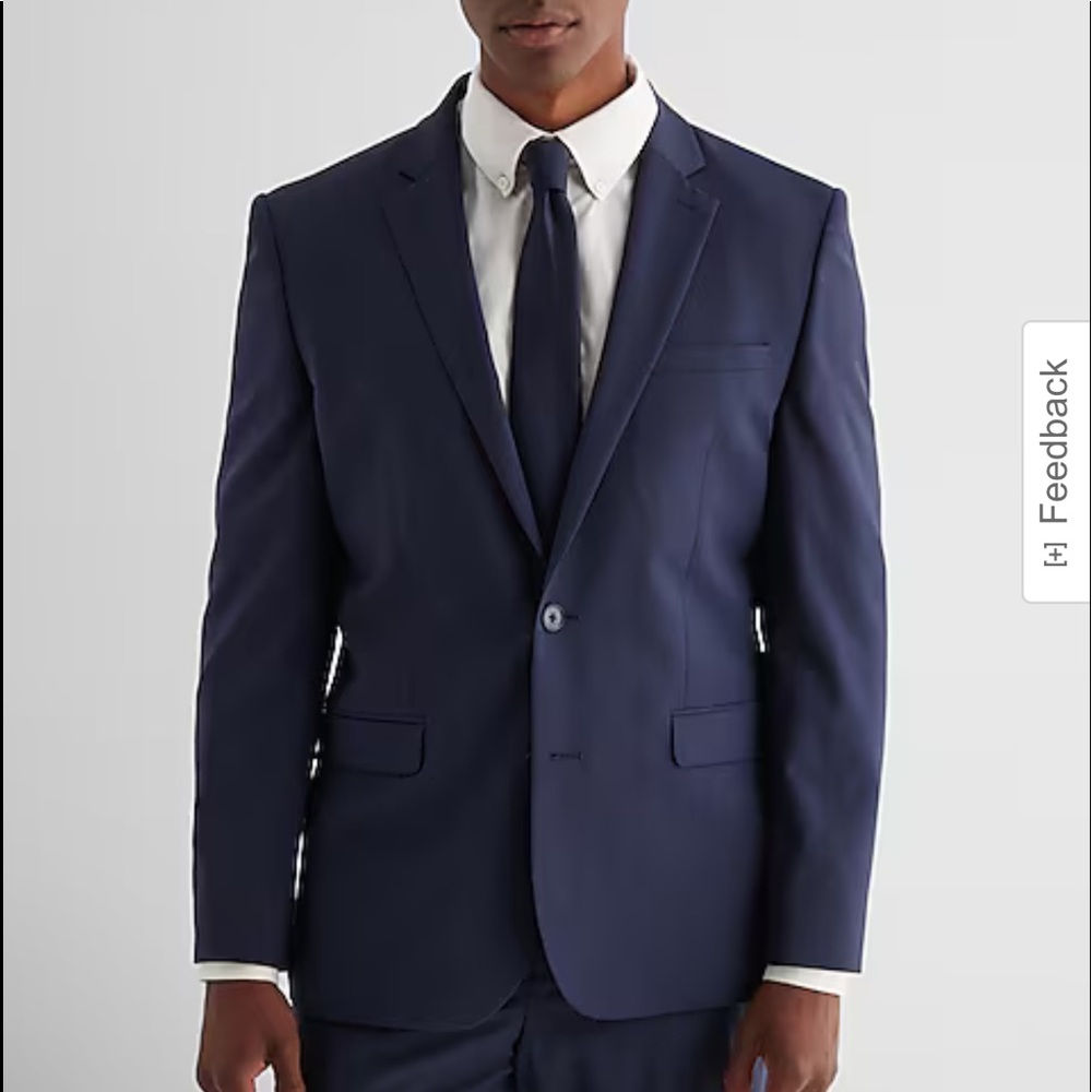 Express skinny fit wool blend navy suit jacket